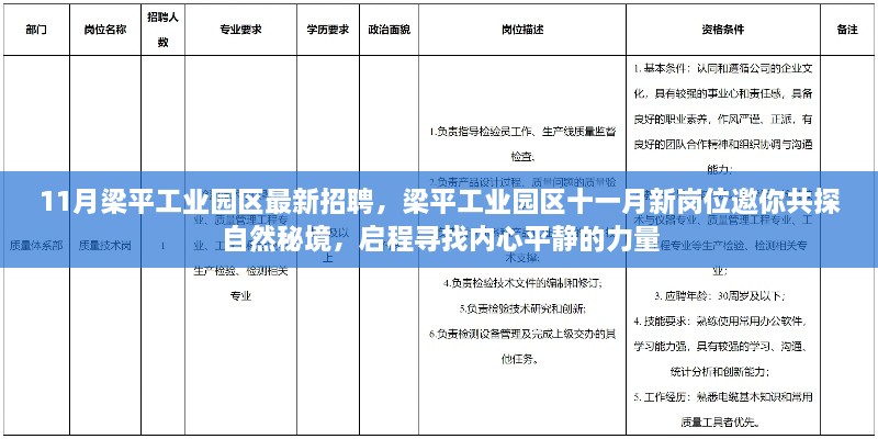 梁平工业园区十一月新岗位招聘，探索自然秘境，寻找内心平静的力量