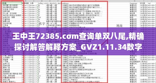 王中王72385.cσm查询单双八尾,精确探讨解答解释方案_GVZ1.11.34数字处理版