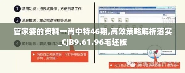 管家婆的资料一肖中特46期,高效策略解析落实_CJB9.61.96毛坯版