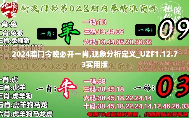 2024澳门今晚必开一肖,现象分析定义_UZF1.12.73实用版