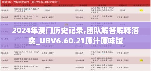 2024年澳门历史记录,团队解答解释落实_UBV6.60.21原汁原味版