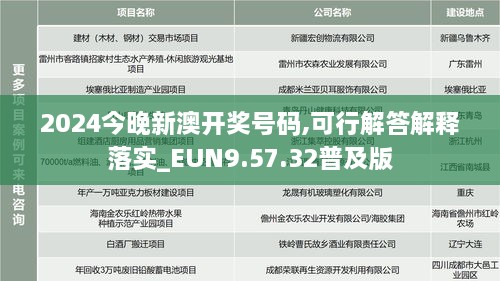 2024今晚新澳开奖号码,可行解答解释落实_EUN9.57.32普及版