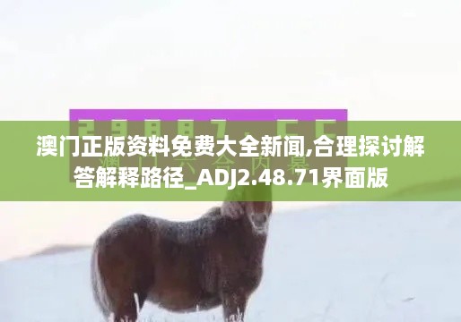 澳门正版资料免费大全新闻,合理探讨解答解释路径_ADJ2.48.71界面版