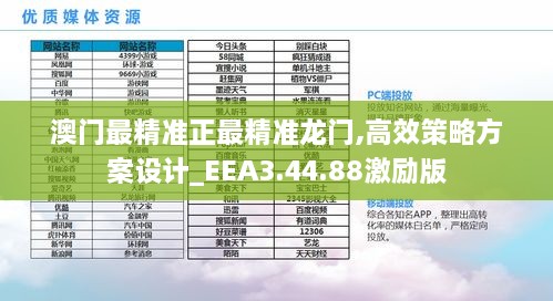 澳门最精准正最精准龙门,高效策略方案设计_EEA3.44.88激励版