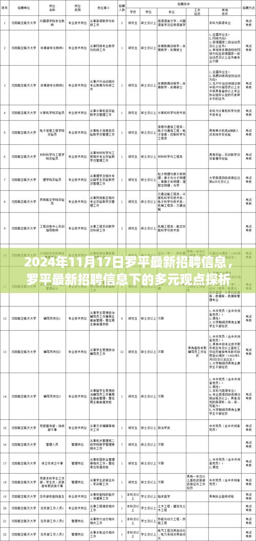 罗平最新招聘信息动态与多元观点探析（2024年11月17日）