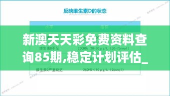 新澳天天彩免费资料查询85期,稳定计划评估_NFE9.30.36神秘版