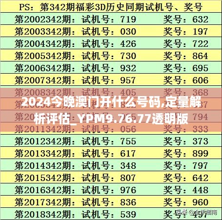 2024今晚澳门开什么号码,定量解析评估_YPM9.76.77透明版