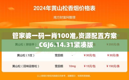 管家婆一码一肖100准,资源配置方案_CGJ6.14.31紧凑版