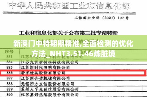 新澳门中特期期精准,全面检测的优化方法_NHT3.51.46炼脏境