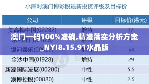 澳门一码100%准确,精准落实分析方案_NYI8.15.91水晶版