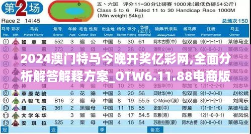 2024澳门特马今晚开奖亿彩网,全面分析解答解释方案_OTW6.11.88电商版