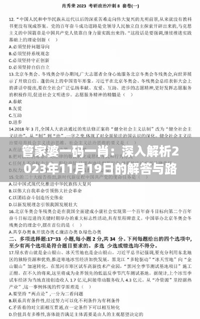 管家婆一码一肖：深入解析2023年11月19日的解答与路径_SQN5.63.65私密版