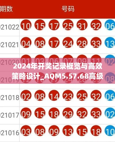 2024年开奖记录概览与高效策略设计_AQM5.57.68高级版