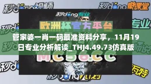 管家婆一肖一码最准资料分享，11月19日专业分析解读_THJ4.49.73仿真版