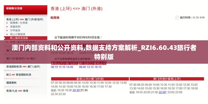 澳门内部资料和公开资料,数据支持方案解析_RZI6.60.43旅行者特别版