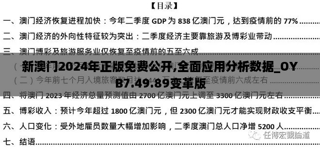 新澳门2024年正版免费公开,全面应用分析数据_OYB7.49.89变革版