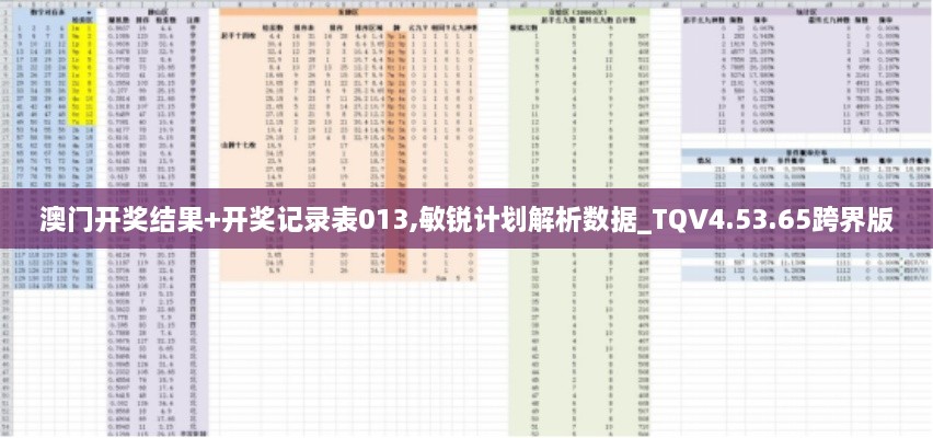 澳门开奖结果+开奖记录表013,敏锐计划解析数据_TQV4.53.65跨界版