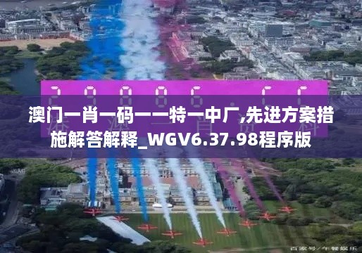 澳门一肖一码一一特一中厂,先进方案措施解答解释_WGV6.37.98程序版