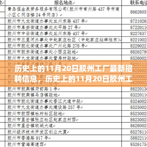 历史上的11月20日胶州工厂招聘资讯概览，最新招聘信息一览表