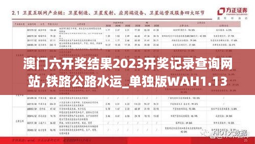 澳门六开奖结果2023开奖记录查询网站,铁路公路水运_单独版WAH1.13