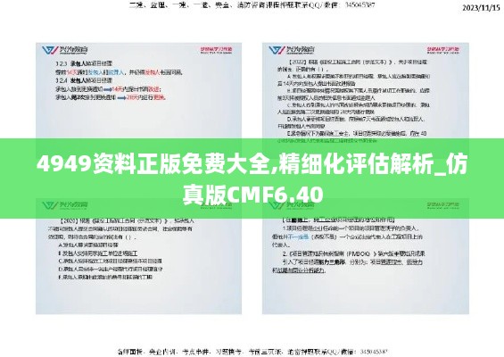 4949资料正版免费大全,精细化评估解析_仿真版CMF6.40