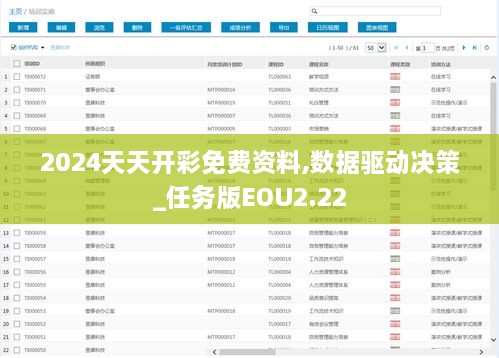 2024天天开彩免费资料,数据驱动决策_任务版EOU2.22