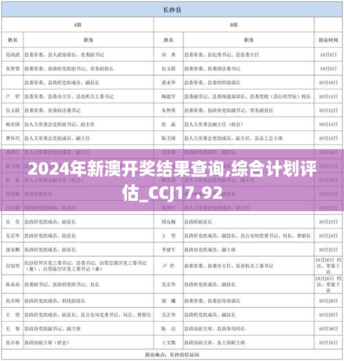 2024年新澳开奖结果查询,综合计划评估_CCJ17.92