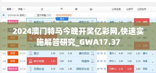 2024澳门特马今晚开奖亿彩网,快速实施解答研究_GWA17.37