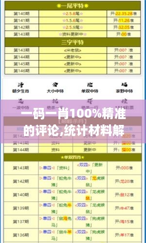 一码一肖100%精准的评论,统计材料解释设想_GNF17.78