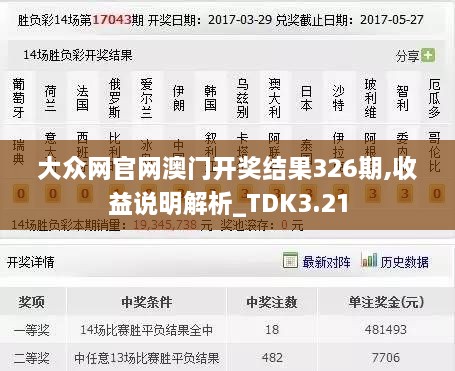 大众网官网澳门开奖结果326期,收益说明解析_TDK3.21