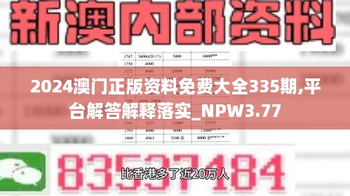 2024澳门正版资料免费大全335期,平台解答解释落实_NPW3.77