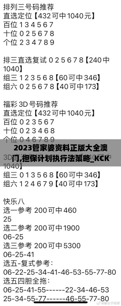 2023管家婆资料正版大全澳门,担保计划执行法策略_KCK17.8