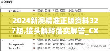 2024新澳精准正版资料327期,接头解释落实解答_CXW6.78