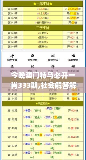 今晚澳门特马必开一肖333期,社会解答解释落实_REP4.26