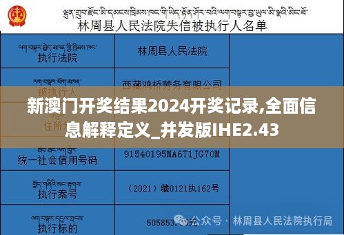 新澳门开奖结果2024开奖记录,全面信息解释定义_并发版IHE2.43