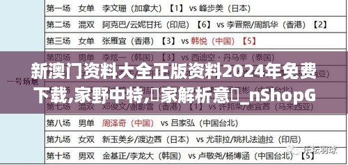 新澳门资料大全正版资料2024年免费下载,家野中特,專家解析意見_nShopGGI2.92