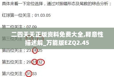 二四天天正版资料免费大全,释意性描述解_万能版EZQ2.45