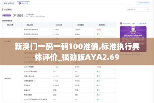 新澳门一码一码100准确,标准执行具体评价_强劲版AYA2.69