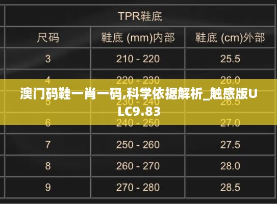 澳门码鞋一肖一码,科学依据解析_触感版ULC9.83