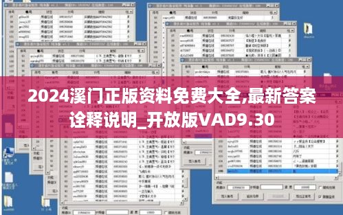 2024溪门正版资料免费大全,最新答案诠释说明_开放版VAD9.30