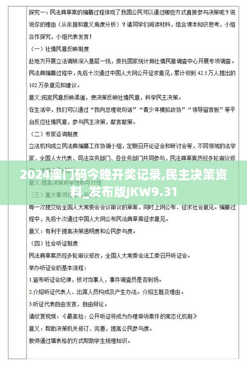 2024澳门码今晚开奖记录,民主决策资料_发布版JKW9.31