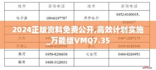 2024正版资料免费公开,高效计划实施_万能版VMQ7.35