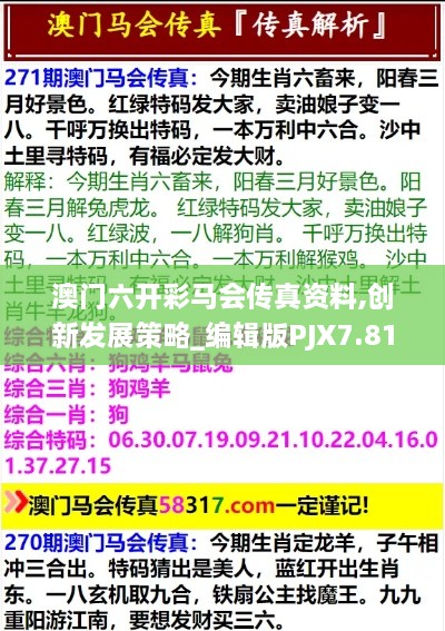 澳门六开彩马会传真资料,创新发展策略_编辑版PJX7.81