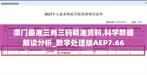 澳门最准三肖三码精准资料,科学数据解读分析_数字处理版AEP7.66