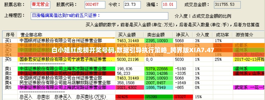 白小姐红虎榜开奖号码,数据引导执行策略_跨界版XIA7.47