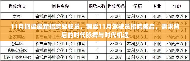 铜梁11月驾驶员招聘盛启，时代脉搏下的机遇与挑战