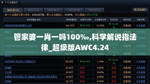 管家婆一肖一吗100‰,科学解说指法律_超级版AWC4.24