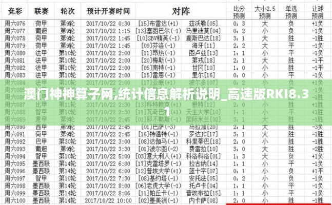 澳门神神算子网,统计信息解析说明_高速版RKI8.31