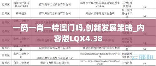 一码一肖一特澳门吗,创新发展策略_内容版LQX4.38