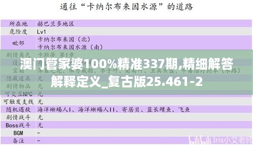 澳门管家婆100%精准337期,精细解答解释定义_复古版25.461-2